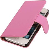Roze Effen Apple iPhone 4 / 4S - Book Case Wallet Cover Hoesje