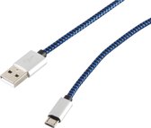 USB Micro B naar USB-A kabel - USB2.0 - tot 2A / blauw nylon - 0,90 meter
