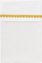 Cottonbaby Wieglaken wit - lakentje - broderiekant-  okergeel - 75x90 cm
