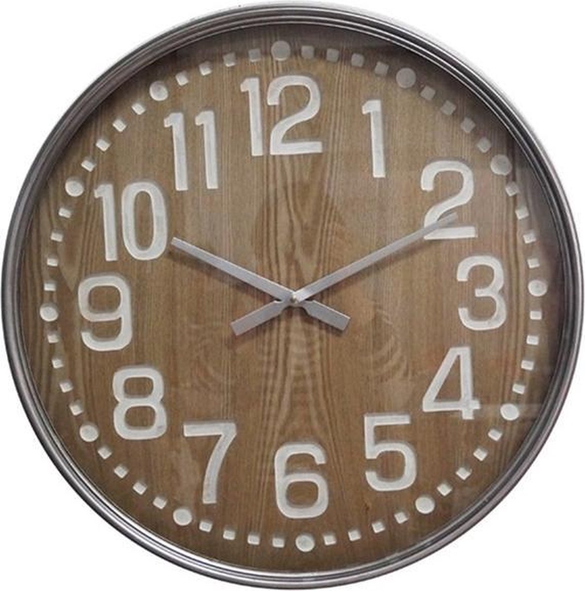 Wandklok MILL hout met metalen rand Vintage Design