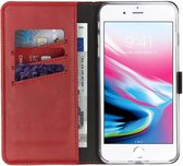 iPhone 7 Plus / 8 Plus Hoesje Met Pasjeshouder - Selencia Echt Lederen Bookcase - Rood