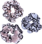 scrunchie 3 STUKS snake - slangen print - satijn - scrunchies - haarwokkels - haarelastiekjes