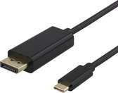 Deltaco USBC-DP100-K USB-C naar DisplayPort kabel 1 meter 4K UHD, HDCP, 3D zwart