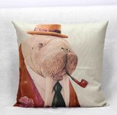 Ditto - Vintage Sierkussen Sjieke Walrus / Decoratiekussen / 45 x 45cm