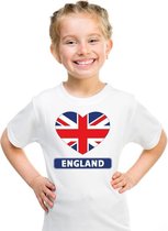 Engeland hart vlag t-shirt wit jongens en meisjes 110/116