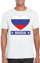 Rusland hart vlag t-shirt wit heren S