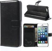 Cyclone cover wallet case hoesje geschikt voor iPhone 5 5S SE zwart