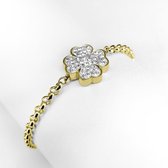 Bracelet Ponytail & Co avec trèfles à quatre feuilles Multi CZ - Femme - Acier plaqué or - M (15 + 5 cm)
