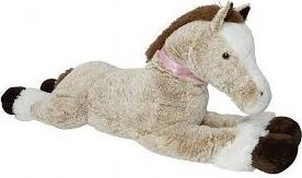 Pluche paarden knuffel beige / bruin - Paard liggend 120 cm - Knuffeldier |  bol.com