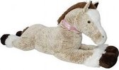 Pluche paarden knuffel beige / bruin - Paard liggend 120 cm - Knuffeldier