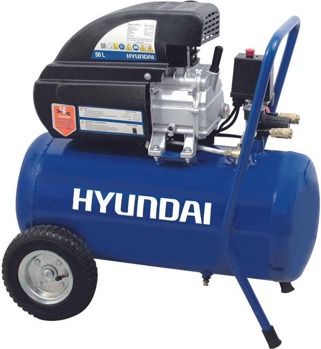 Hyundai compressor verstevigd 50L 8 bar / lucht compressor / bandenpomp / banden pomp / oppompen / pneunmatisch aandrijven / schoonblazen