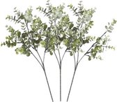 3 x Grijs/groene eucalyptus tak 65 cm - Kunstbloemen