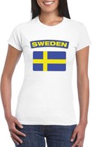 T-shirt met Zweedse vlag wit dames XL