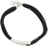 Korte ketting van koord, glanzend zilverkleur, 45.5 cm lengte + 3 cm verlengketting