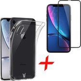 Transparant Hoesje voor Apple iPhone Xr Soft TPU Gel Siliconen Case + Tempered Glass Screenprotector Full Screen iCall