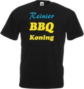 Mijncadeautje T-shirt BBQ Koning met voornaam  - unisex - ZWART (maat S)