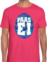 Paasei t-shirt roze met blauw ei voor heren XL