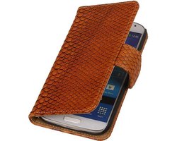 Slang Bookstyle Wallet Case Hoesje - Geschikt voor Samsung Galaxy S4 i9500 Bruin