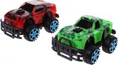 Jonotoys Monstertrucks Dino-print 6 Cm 2 Stuks Groen/rood