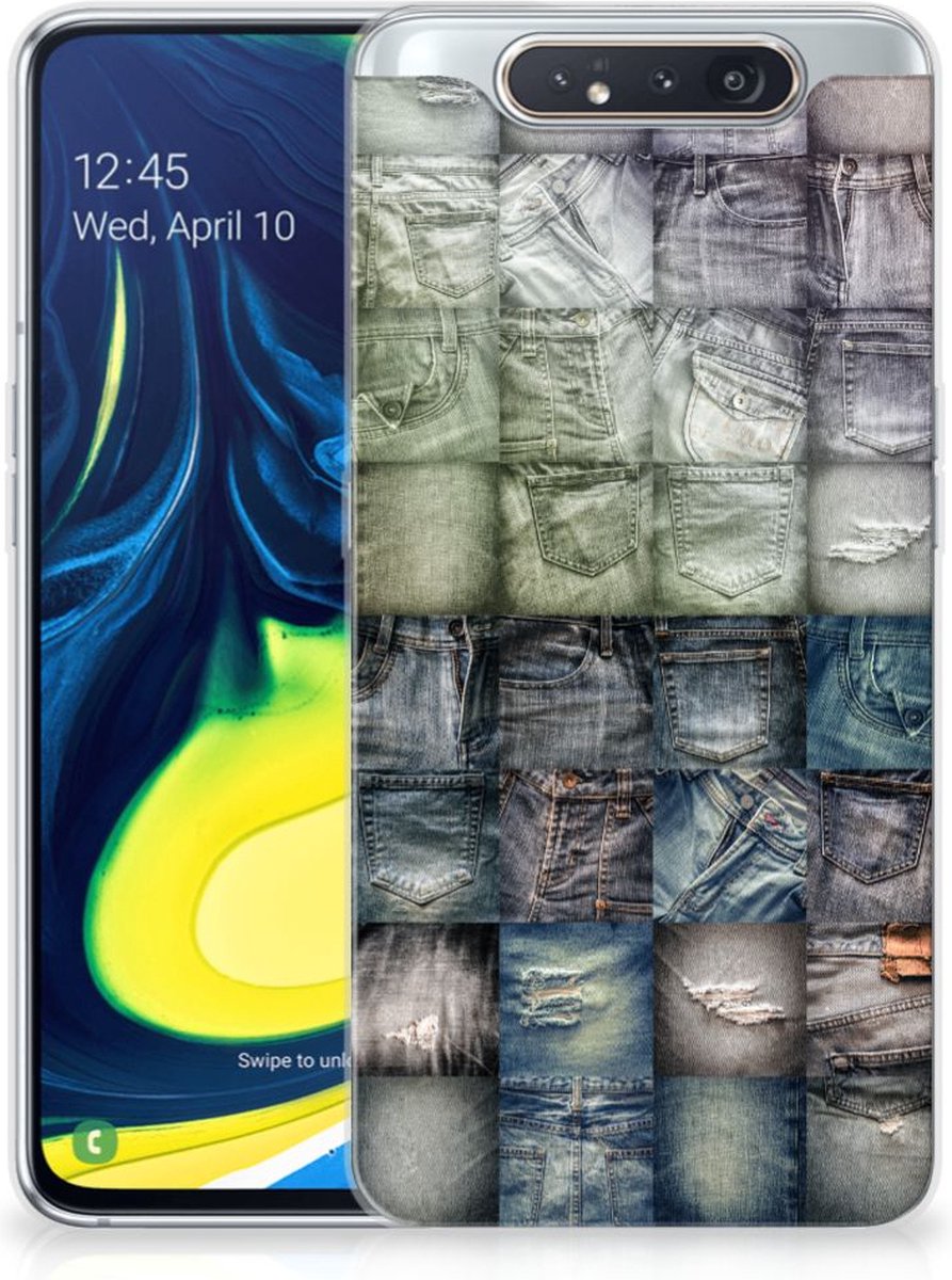Back Cover voor Silicone Back Cover Samsung Galaxy A80 Spijkerbroeken