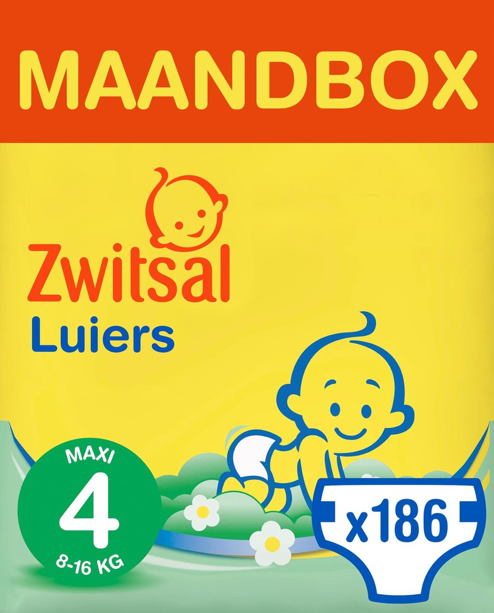 Bol Com Zwitsal Luiers Maxi Maat 4 186 Stuks Voordeelverpakking