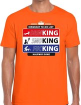 Oranje Kingsday to do list - T-shirt voor heren - Koningsdag kleding XL
