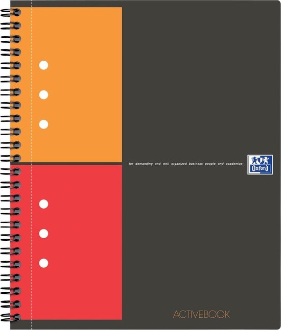 Oxford Cahier spiralé 100104329 gris, orange, rouge DIN A4+ quadrillé Nombre de pages: 80