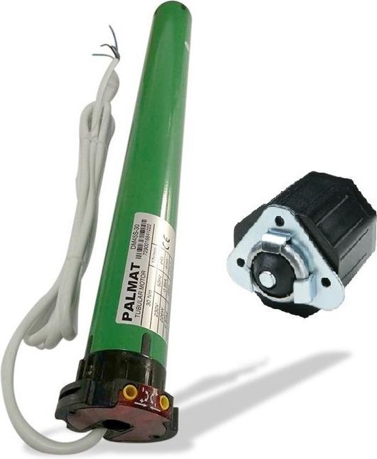 Foto: Palmat rolluikmotor met mechanische afstelling en kunststof lagerplug buis van 60 mm 10 nm 