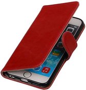 Zakelijke Book Case Telefoonhoesje Geschikt voor de iPhone 6 Plus - Portemonnee Hoesje - Pasjeshouder Wallet Case - Rood