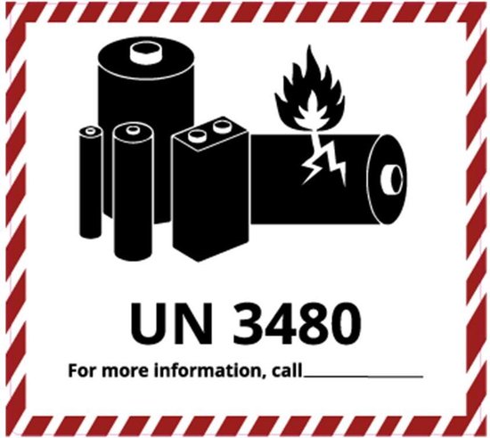 UN3480 sticker lithium-ion batterijen 300 x 300 mm | bol