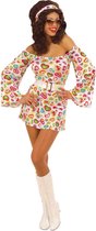Witte jaren 70 dames jurk met hartjes  - Verkleedkleding - Large