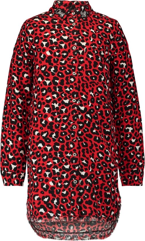 Coolcat Blouse Blouse met all over panterprint - Rood - 122/128 | bol.com