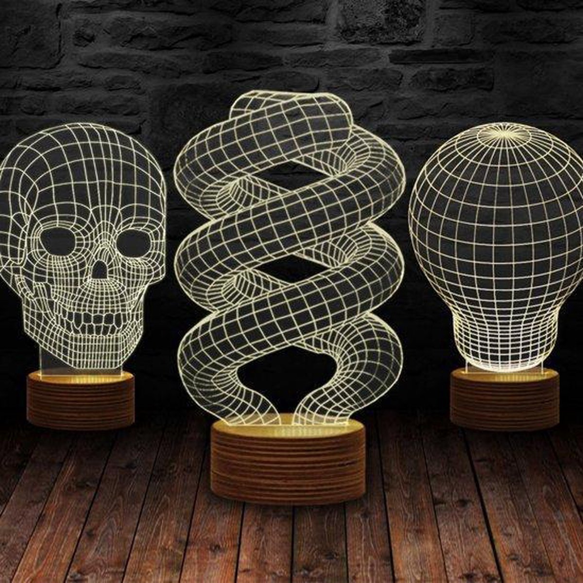 MikaMax - 3D Illusie Lamp-Spiraal Hout | bol.com