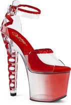 Pleaser Sandaal met enkelband, Paaldans schoenen -37 Shoes- LOVESICK-712T Paaldans schoenen Transparant/Rood