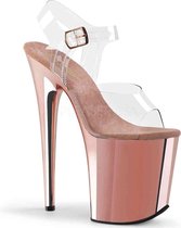 Pleaser Sandaal met enkelband, Paaldans schoenen -42 Shoes- FLAMINGO-808 Paaldans schoenen Roze/Transparant