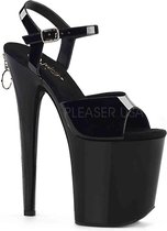 Pleaser Sandaal met enkelband, Paaldans schoenen -35 Shoes- FLAMINGO-809Z Paaldans schoenen Zwart