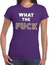 What the Fuck tijger print tekst t-shirt paars dames XL