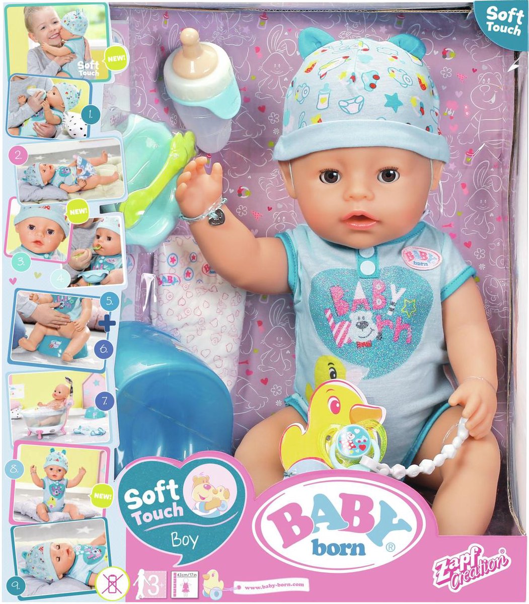 BABY born® Soft Touch Jongen - Interactieve Babypop 43cm | bol.com