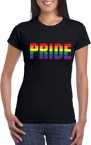 Pride regenboog tekst shirt zwart dames XS