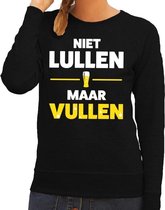 Niet Lullen maar Vullen tekst sweater zwart voor dames L