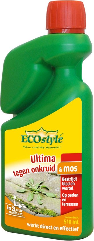 ECOstyle Ultima Onkruid & Mos Concentraat Onkruidverdelger - Paden & Terrassen - Bestrijdt Blad & Wortel - Werkt Binnen 3 uur - Onder Bomen & Struiken - 510 ML