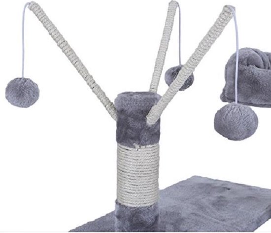 Krabpaal FEANDREA, klimboom XXL, stabiele krabpaal met hangmat, grot en sisal, groot uitkijkplatform, 154 cm, rookgrijs PCT86G – ZaZa Home & Office