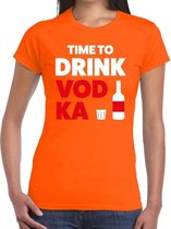 Time to Drink Vodka tekst t-shirt oranje dames - dames shirt  Time to Drink Vodka - oranje kleding M