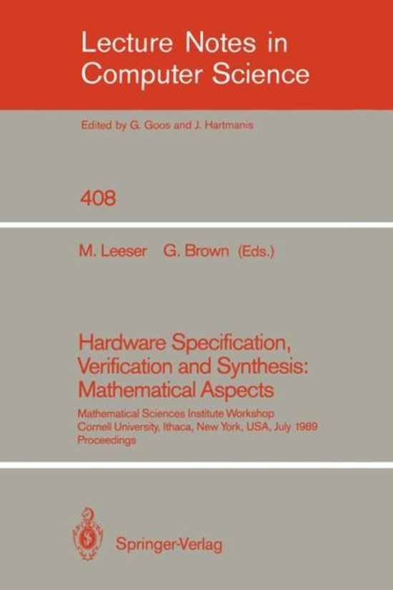 Hardware Specification, Verification and Synthesis: Mathemat ... - cover