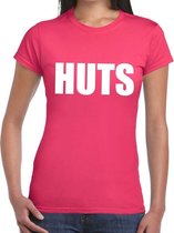 HUTS tekst t-shirt roze dames - dames shirt  HUTS XS