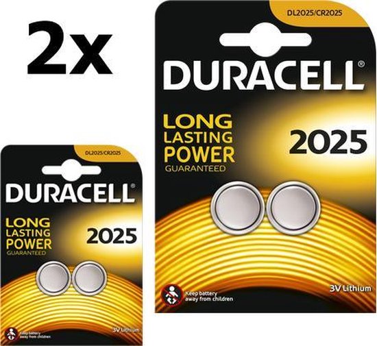 4 Stuks (2 Blister a 2St) Duracell CR2025 3V lithium knoopcel batterij |  bol.com