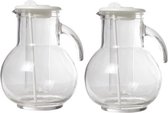 2x Glazen schenkkannen met koelfunctie 2 liter