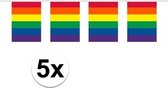 5x Gay Pride regenboog kleuren thema vlaggenlijnen 10 meter - LHBT thema artikelen