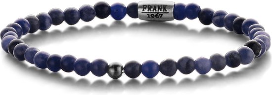 Frank 1967 Courageous Beads 7FB 0317 Bracelet en pierre naturelle avec Element en acier - Sodalite 4 mm - Longueur 20 cm - Blauw