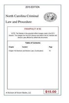 North Carolina Criminal Law and Procedure-Pamphlet 91